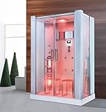 Dampfdusche & Infrarotsauna California 145x90 cm – Wellness-Oase mit 12 Massagedüsen, Regenfalldusche, Aromatherapie, LED-Farblicht, Touchdisplay & Ozondesinfektion aus hochwertigem Sanitäracryl