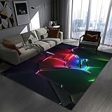 PEIHUODAN Teppich Gaming Zimmer Teppich Jugendzimmer Jungen Kinder Modernes Design Neon Vision 3D Druck Gaming Teppich Kinder Zimmer Deko Anti-Rutsch-Fußmatten (Farbe 6,140x200cm)