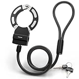 Fischer Fahrrad Handschellenschloss 110 cm, 8mm Stahl, für Fahrrad, E-Bike, E-Scooter mit Halterung, Kabelschloss mit Schelle, Robustes Spiralschloss