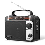 Audiocrazy UKW FM/AM/SW1-2 Radio Tragbares Radios Weltempfänger Radio mit 1800mAh Rechargeable Batterie, AC Kabel oder Batteriebetrieben, Multiband Kurzwellenradio AUX/Kopfhöreranschlus Schwarz