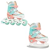 RAVEN 2in1 Schlittschuhe Inline Skates Inliner für Kinder Mädchen verstellbar Isla Orange/Mint (Orange/Mint, 27-30 (16,5cm-18,5cm))