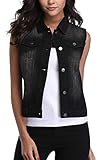 Miss Moly Kurze Jeansweste Damen Ärmellose Jacke Beiläufig Jeans Outwear Schwarz - M