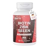 Biotin + Zink + Selen - 365 Tabletten - Haut, Haare & Nägel - Hochdosiert - 100% Vegan – Deutsche Produktion & Laborprüfung - NutriFair | Premium & Fair