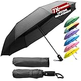 ZENO Regenschirm Taschenschirm Kompakt – Automatik Windfest Klein, Faltbarer Reise-Regenschirm für Damen & Herren, Stabil mit 9 Fiberglas-Rippen, Wasserabweisend Teflon, Schwarz