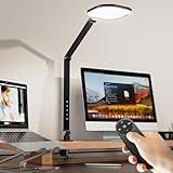 LitONES Schreibtischlampe klemmbar,Tageslichtlampe Schreibtisch 15W Augenschutz Homeoffice Schwenkarm Bürolampe,Schwarz Schreibtischlampen LED dimmbar Schreibtischleuchte Architektenlampe