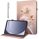 YiChZhe Hülle für iPad Air 3 2019/iPad Pro 2017 10,5 Zoll/iPad 9./8./7. Generation 10,2 Zoll 2021/2020/2019 Stoßfeste Schutzhülle mit verstellbarem Ständer Kartensteckplatz Stifthalter, Keramik Rosen