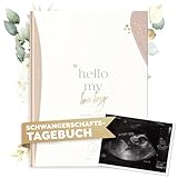 TWIVEE - Schwangerschaftstagebuch - hello my baby - Tagebuch für die Schwangerschaft zum Eintragen - Schwangerschaftsbuch für Erinnerungen