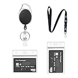 Einziehbarer Ausweishalter und Lanyard mit Kartenhalter, 1 Set - Lanyard, Schlüsselband Ausziehbar und Durchsichtigen Wasserdichten Ausweishülle, für Schlüssel,ID Card Holder (Schwarz A01)