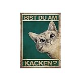 LongZYU Bist du am Kacken Katze Bild Poster Wandbild Klo Bathroom Toilet WC Decoration Vintage Cats Guest Badezimmer WC Toilette Deko Gästebad Lustiger Spruch Gäste-WC Bild 32x23cm