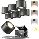 MATO 6x Aufbauspot schwarz - extra flach & schwenkbar - Ø80x50mm - Aufputz Spots Decke inkl. 5W LED Modul 230V 3000K/4000K/6500K - Deckenspots, Aufbaustrahler, Aufputz Deckenstrahler