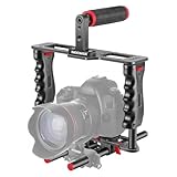NEEWER Cage Kamera Käfig aus Aluminiumlegierung, mit oberem Griff, Zwei Handgriffen 15mm Stangen, Video Stabilisator kompatibel mit Canon Sony Fujifilm Nikon DSLR Camera und Camcorder (Schwarz + Rot)