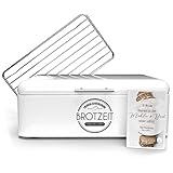LOFTASTIC® Brotkasten Set inkl. Lüftungsgitter aus Edelstahl+E-Book I Hochwertige Metall Brotbox in verschiedenen Größen-Die stilvollste Aufbewahrung für noch länger frisches Brot (Groß 43x23x17cm)