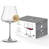 Crystal Bohemia Rotweingläser - 6er Set, je 580 ml, spülmaschinenfest, langlebig & modern - Elegante Rotweinkelche aus Kristallglas - Ideal für Pinot Noir, Chianti & als Geschenk