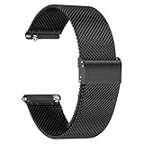 TStrap Metall Uhrenarmband Edelstahl Mesh - Schwarz Schnellverschluss Armband Uhren für Herren Damen - Weich Ersatz Smartwatch metallarmband Uhr - 18mm 20mm 22mm