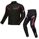 Motorradanzug, wasserdichte Motorradjacke Mit Reithose, Gepanzerter Motorradanzug, Allwetter-Motorradfahreranzug A,2XL