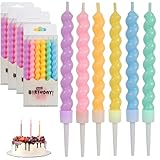 NVGVUP 24 Stück Spiral Geburtstagskerzen Set, Bunte Geburtstagskerzen für Torte, Kuchenkerzen Birthday Candles, Partykerzen für Geburtstag, Weihnachten