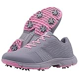 Frauen Golfschuhe, Damen Golf Sport Turnschuhe Professionelle wasserdichte Spikes Walking Schuh Für Frauen,Grau,41 EU