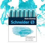 Schneider 166134 Pastell Tintenpatrone (Standard Patronen für Füller) Bermuda Blue, 6 Stück