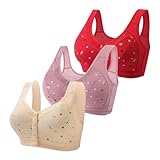 3er Pack Damen BH Ohne Bügel mit Knopf Vorne Frontknopf Push Up BH Atmungsaktivem Abpump-BH Mutterschafts Still Top Nahtlose Klassische Bralette Bequemer Unterwäsche