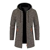 Fleecejacke Herren Mit Kapuze Wandern Kapuzenjacke Herren Mit Reißverschluss Taschen Sweatjacke Lang Strickjacke Plus Samt Wintermantel Zipper Übergangsjacke Herbst Winter Wollmantel Oversize