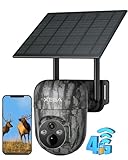 Xega 4G LTE Wildkamera Solar Akku mit SIM Karte, 2K HD Kabellos Außen PTZ Kamera Outdoor Ohne WLAN,Überwachungskamera mit Live App Farb-Nachtsicht 355°/90° Schwenkbar Erkennung 2-Wege-Audio (No WiFi)