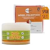 Renuwell Holz Butter (250 ml) & Möbel-Poliertuch (1 Stück) – Intensive Pflege & Politur für Holz, Möbel und mehr