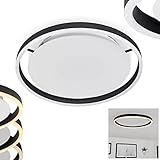 LED Deckenleuchte Barril, dimmbare Deckenlampe aus Metall/Kunststoff in Schwarz/Weiß, Leuchte über herkömmlichen Lichtschalter dimmbar, Lichtring (Ø 39cm), LED 20 Watt, 3000 Kelvin, 2650 Lumen
