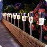 KRUMAD Solarlampen für Außen Garten, 6er Set LED Solarleuchten mit Erdspieß, Wasserdicht IP44, Automatischer Sensor, Warmweiß für Terrasse, Hof, Wege, Balkon