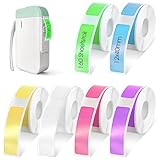 Classicseali 6 Rollen Etikettenband-Ersatz,12×40mm Thermo Etiketten Selbstklebend,Thermopapier für Bürodruck,Bunt Etiketten für Phomemo,Prt Qutie Etikettenband zur Haus Büro Schule,160 Sheets/Roll