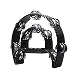 Tamburin,Tambourine, Halbmond Hand Tamburin, Halbmond Form Schellenring, Halbmond Tambourine, Zweireihiges Jingles Tamburin, Halbmondförmiges Tamburin, Für Tanzpartyspiele Kirchengesangsbegleitung