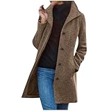 Generisch Damen Mantel Winter Kurzmantel Herbstmantel Locker Wollmantel Elegant Wintermantel Modische Wolljacke Bequeme Übergangsmantel Casual Trenchcoat Winterjacke für Alle Outdoor-Aktivitäten