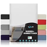 Dreamzie - Spannbettlaken 200x200cm - Baumwolle Oeko Tex Zertifiziert - Weiß - 100% Jersey Spannbetttuch 200x200