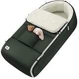 MONZANA® Fußsack Kinderwagen & Buggy – Kuscheliger Winterfußsack für Baby, mit Reflektoren, Reißverschluss & 3-/5-Punkt-Gurtsystem – Waschbar, Wasserabweisend, Dunkelgrün