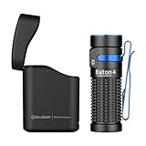 OLIGHT Baton 4 kit Mini LED Taschenlampe Wiederaufladbare mit dimmbarem Ladecase, Handlampe bis zu 190 Tage Laufzeit, 1300Lm 170m Leuchtweite superhell klein Flashlight für Alltag, IPX8 Schwarz
