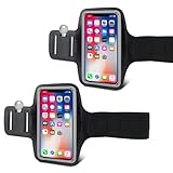2 Stück Sportarmband Mit Kopfhörer Tasche, Universal Handy Armband, Joggen Running Armband, Handyhalterung Armtasche Geeignet für Alle Smartphones Bis Zu 6.8''