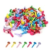100 Stück Bunte Musterbeutelklammern - Mini Rundkopfklammern für Basteln, Schule & Büro | Wiederverwendbare Metall-Klammern für DIY-Projekte, Scrapbooking & Papierarbeiten (8mm Kopf, 19mm Länge)