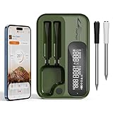 CharMeter Kabelloses Fleischthermometer mit 2 Sonden, unbegrenzter WLAN-Reichweite und Bluetooth 5.4 Dual-Modus, intelligentes Kochthermometer, LED-Anzeige-Host, digitales Fleischthermometer für BBQ