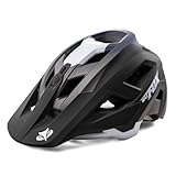 Fahrradhelm Mountainbike Helm MTB Helme Visier Verstellbar für Herren Damen Erwachsene Jugend (Schwarz grau, M(55-58CM))