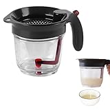 Fetttrennkanne Krug für Saucen, Fettabscheider 1000 ml, ein Taste Pressemitteilungsspender, Einfache Fetttrennung für Saucensaucen und Andere Flüssigkeiten mit Ölkanne