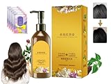 Pflanzliche Einzeldosis-Blumenduftfarbe, natürliche Pflanzenhaarfarbe, Haarfärbeshampoo für Frauen, Männer, lang anhaltende Haarfarbencreme, für alle Haartypen (Kastanie)