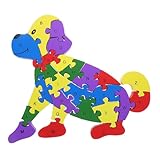 HOOTNEE Alphabet Puzzle für Holzbausteine im Hundedesign Fördert Kreativität und Mathematikfähigkeiten für Vorschule und Familienaktivitäten