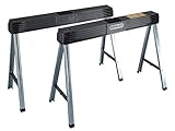 STANLEY 340 kg Metall-Klappsägebock (Paar) - Tragbare und langlebige Werkbanklösung, Klappwerkbank, erweiterbarer Arbeitsplatz, 1-97-475