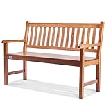 VEVOR Gartenbank Terrassenbank aus Holz, 127 cm Parkbank Ruhebank 363 kg Tragkraft, 3 Personen Garten- und Parkbank mit Rückenlehne & Armlehnen, Vintage Sitzbank für Garten, Park, Hof, Veranda usw.