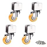 Möbelrollen Schwerlast， 1-Zoll-Caster-Räder mit Sicherheit Dual-Verriegelung, 25 mm kleine Rizinusräder, Möbel drehende Rizinus for Babybett, mit U-förmiger Halterung, Ladung von 50 kg, 4pcs, gelb (+U