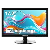 Ulrhzar 17.3 Zoll PC-Bildschirm Monitore 1600x900 60Hz CCTV Monitors，mit Audio/VESA/HDMI/VGA/USB-C for fire Stick,USB Media Player,Eingebauter Lautsprecher, Laptop-Monitor erweitern
