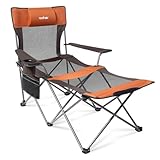 apollo walker Campingstuhl Faltbar - 6 Unterstützungspunkt Strandstuhl mit Beinauflage, Einstellbar 90° - 130° Liegestuhl Outdoor, mit Abnehmbarem Kissen & Tragetasche, Klappbar Leicht Campingstühle
