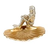 COLLBATH Mermaid Schmucktablett Goldfarben Dekoratives European Schmucktablett Vielseitiges Schmuckorganizer Tablett für Ringe Ohrringe Armbänder Stilvolles Aufbewahrungs und