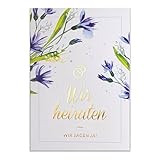 Art Nuvo HOCHZEITSEINLADUNGEN SATZ 20 St. 120x170mm MIT GEDRUCKTEN EINLAGEN UND UMSCHLÄGEN FÜR HOCHZEIT – VERGOLDETES MUSTER