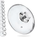 orion group Glasdeckel mit Edelstahlring für Topf und Pfanne | Ø (14 cm) 14, 16, 18, 20, 22, 24, 26, 28, 30, 32 cm | 200°C hitzebeständiges Glas | Pfannendeckel Topfdeckel Universaldeckel
