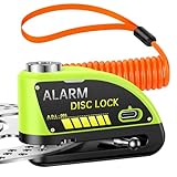 HAPYTHDA Motorrad Scheibenbremsenschloss wiederaufladbare Motorradschlösser Anti-Diebstahl mit 120dB Alarm,7mm Lock Pin Motorrad Bremse Helm Roller Radschloss, wasserdicht 5.9FT Reminder Kabel, Grün